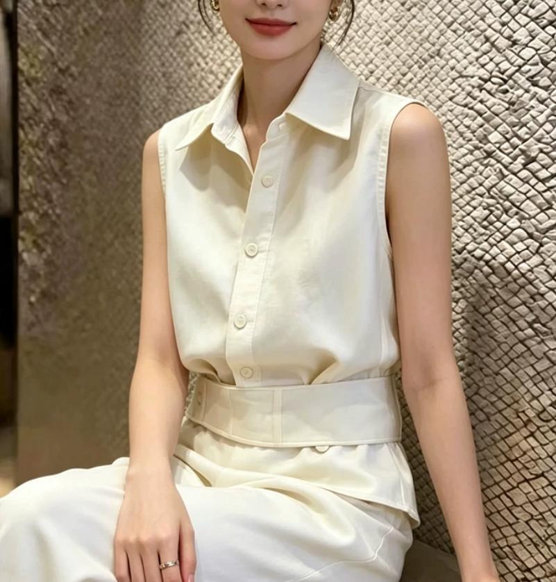 Áo hai dây nữ satin thắt eo phong cách Pháp cao cấp mùa hè 2026 — Đầu màu mơ chi tiết 4