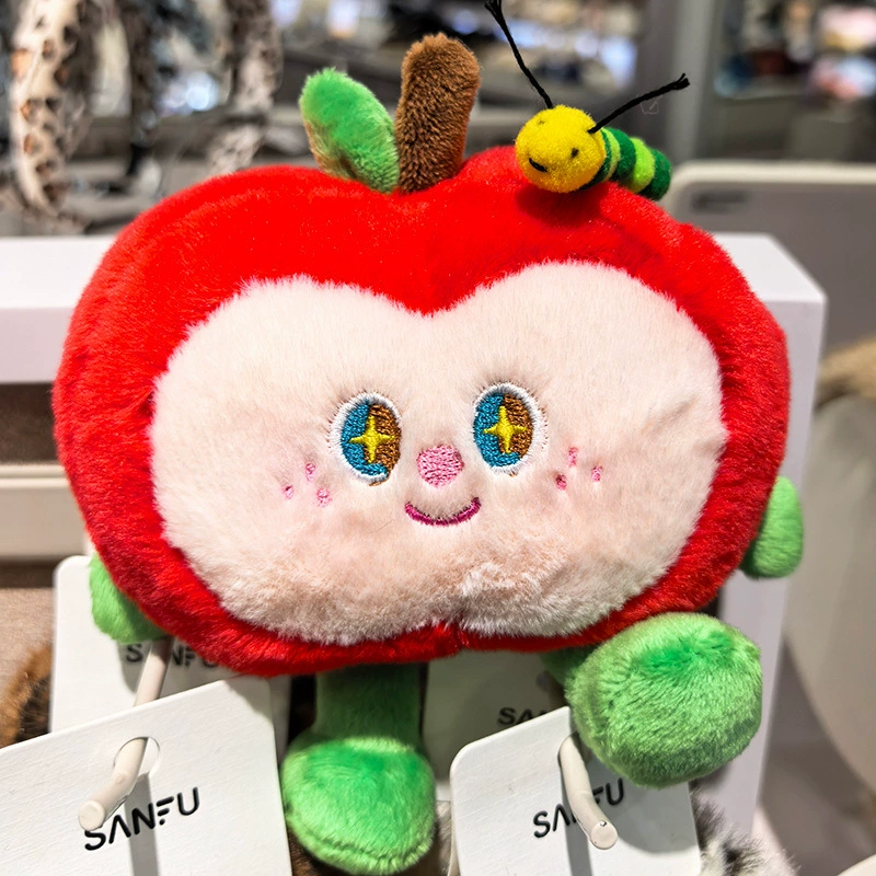Apple, cute creative plush cartoon toy, children's pendant, caterpillar, Birthday gift