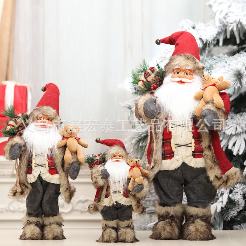 新しいクリエイティブサンタクロース人形クマクリスマス装飾ヨーロッパスタイルスタンディングサンタクロース人形装飾品|undefined