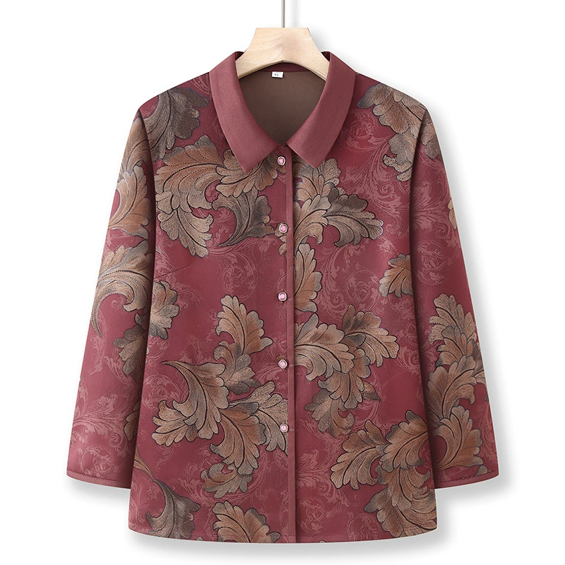 Бабушка в весенней рубашке для пожилых людей весна и осень женская рубашка свекровь мама с длинными рукавами модная одежда