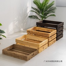 木框木箱子超市陈列水果蔬菜苹果收纳筐复古木盒实木质储物箱定