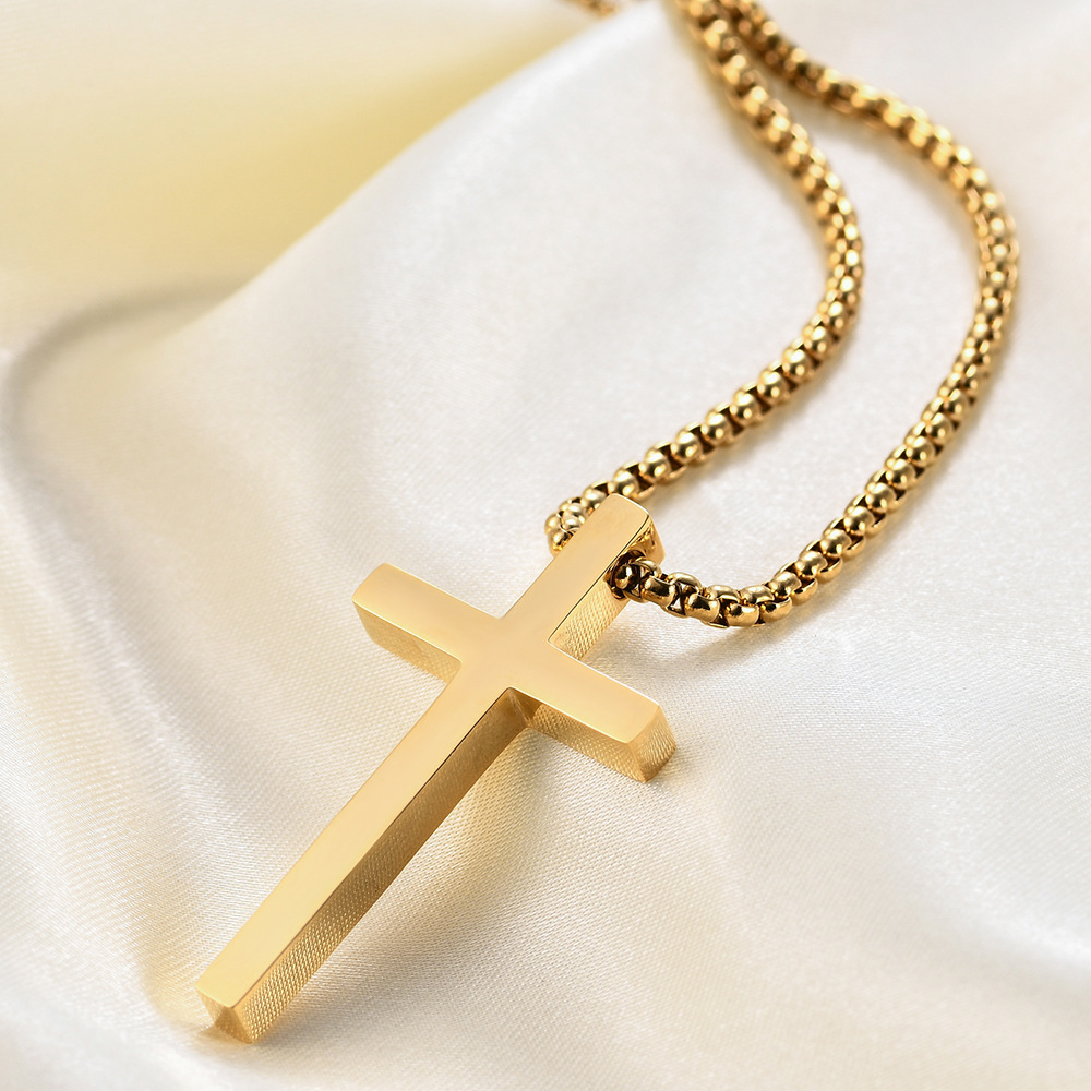 Stainless Steel Titanium Steel IG Style Simple Style Cross Plating Pendant Necklace display picture 9