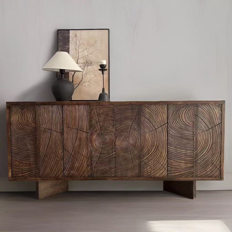 Wabi-Sabi Style Solid Wood Sideboard Old Elm Entrance Cabinet B&B Living Room Retro Storage Cabinet