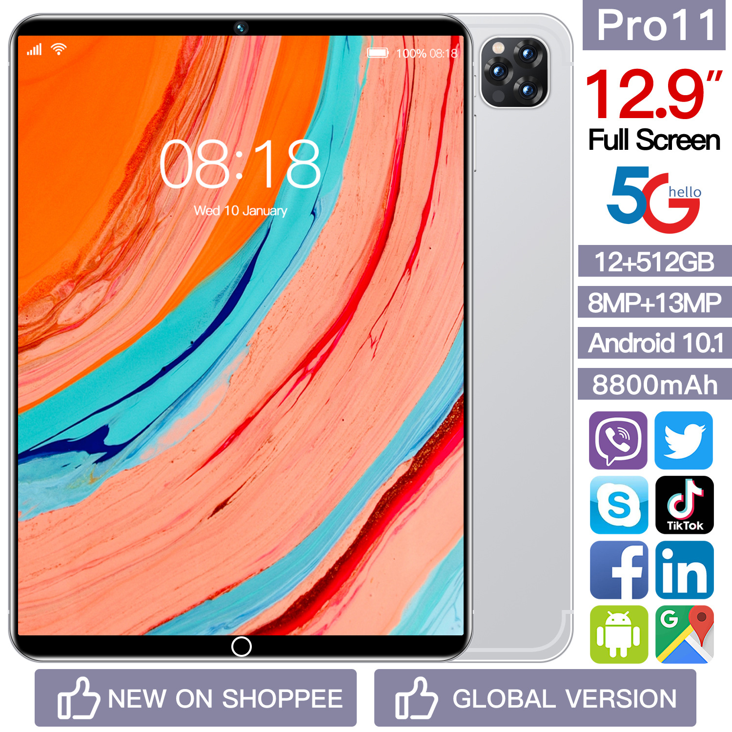 Global Best-Selling Tablet Computer Pro11 12+512g Smart All-In-One Machine in Stock