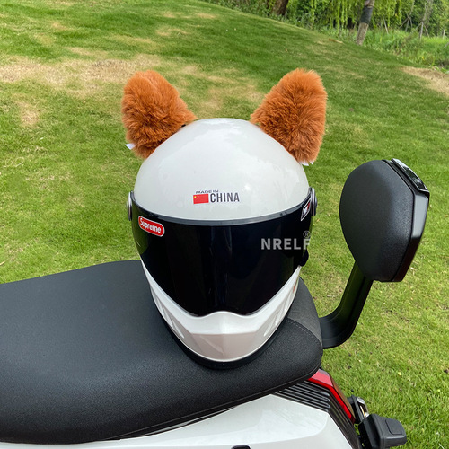 Fashion helmet decoration cute female rider motorcycle motorcycle electric car hat plush cartoon ears detachable