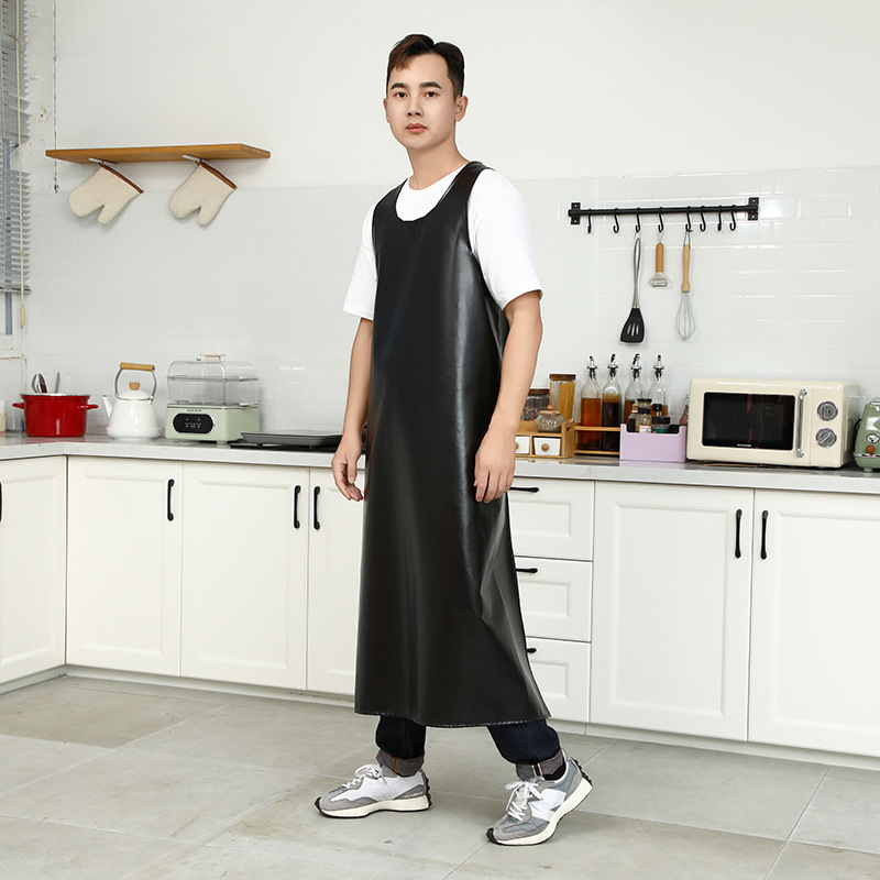 Duende de cuero PU chaleco personalizado delante de cuero chaleco hombre y mujer impermeable a prueba de aceite cocina gruesa de la suciedad