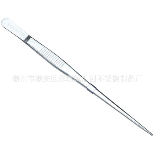 304 stainless steel plating tool tweezers, slender pointed tips, Western food chef style clips, laboratory tissue culture tweezers