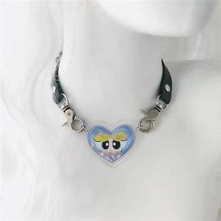 Homemade subculture love quicksand flying little policewoman collar y2k punk choker vintage hot girl necklace