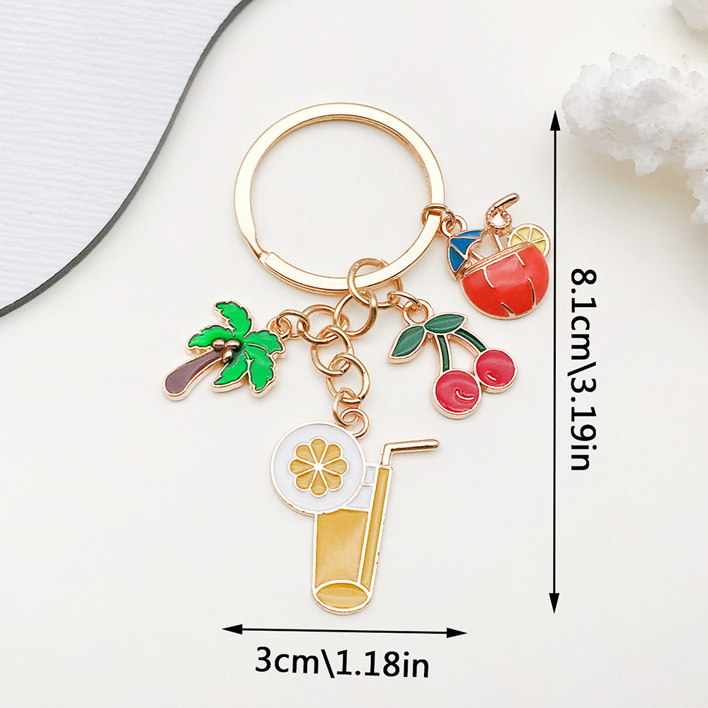 Bag, Cherry, Car, Starfish, Ocean, Mermaid, Fish Pattern 1 Piece 1 Set Bag Cherry Car Keychain Zinc Alloy Shell Unisex Elegant Keychain