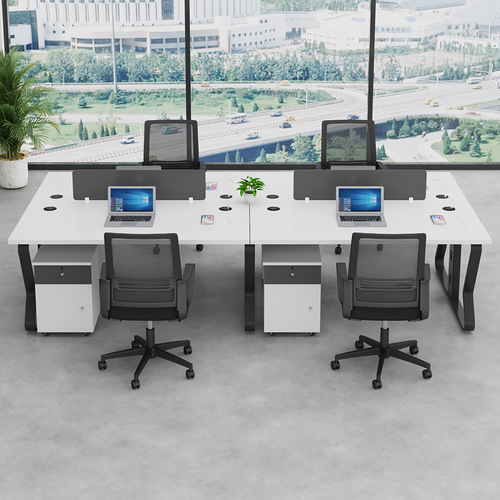 Office desk and chair set, minimalist modern three-person desk, office financial room partition desk