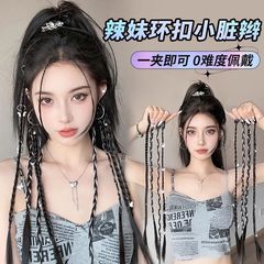 かつらのお下げの子供のネットの赤い花の長いお下げのポニーテールのギャルは小さい汚いお下げのお下げのお下げの長髪のお下げを編みます。