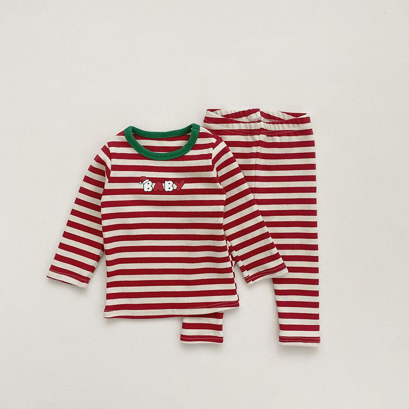 (Rojo) Navidad raya traje dividido