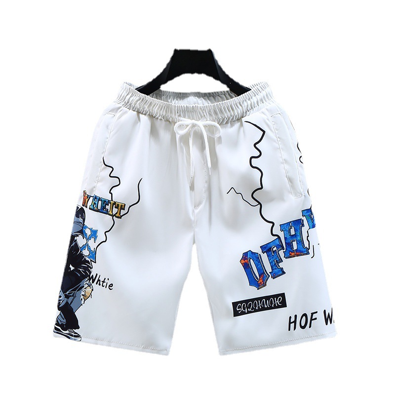 Sommermodische Strand-Männer mit trendigem Pferd, große Shorts, schnell trocknende Hose aus Eisseide, schmale Passform, Fünf-Punkte-Inventar_voghion.com