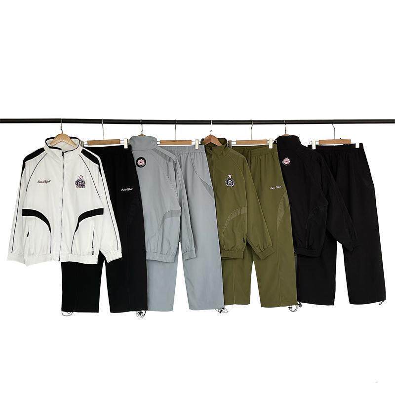 Broken Planet American-style logo embroidered patchwork windbreaker jacket and men's and women's sports casual pants set trendy Broken Planet American-style logo embroidered patchwork windbreaker jacket and men's and women's sports casual pants set trendy