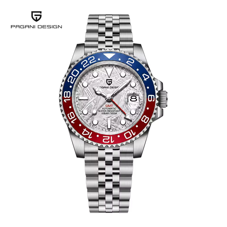 PAGANI bojiani moda reloj mecánico automático para hombre GMT reloj de dos horas calendario luminoso reloj 1662