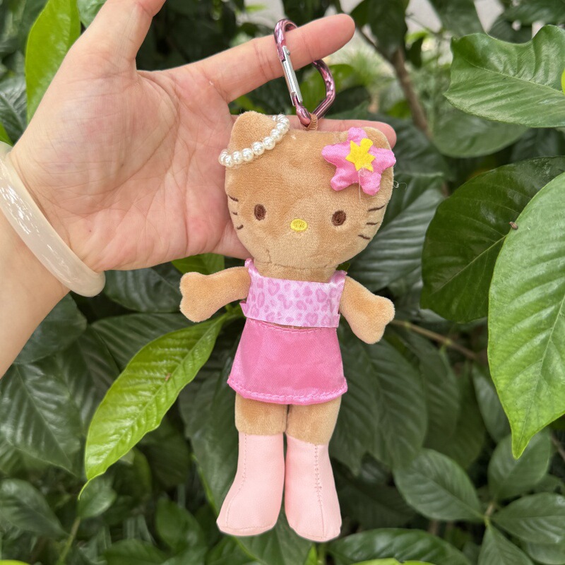 新款日系hellokitty三丽鸥豹纹长腿名媛风KT猫毛绒玩偶挂件批发|undefined