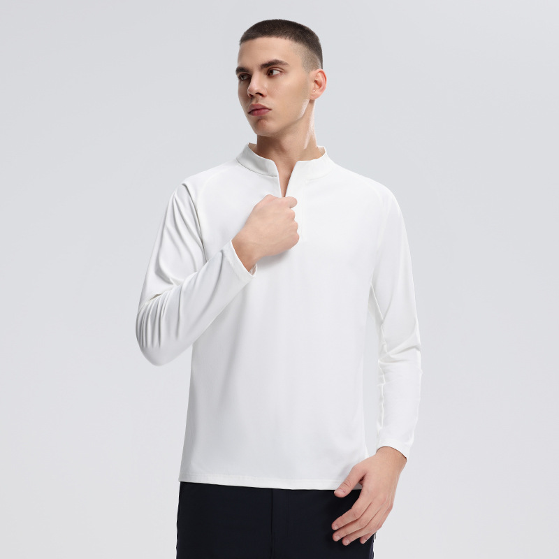 Dijia es el mismo 2025 hombre de cuello de manga larga camisa deportiva al aire libre de transporte medio cremallera ropa de correr transpirable y seca rápida