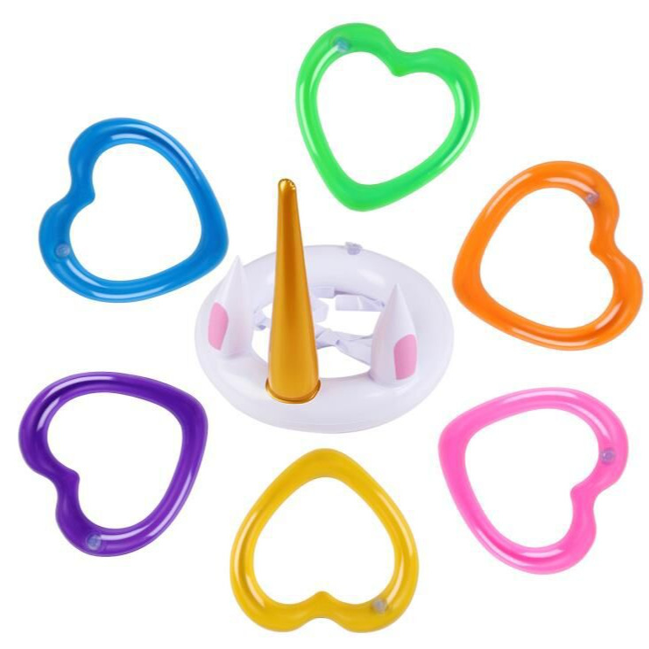 Inflatable PVC unicorn headband hat, ring toss game, holiday toy, children's interactive toy