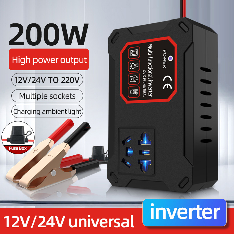 Inversor de batería de coche 12V24V motocicleta a 220V multifunción coche cargador de teléfono móvil enchufe adaptador image 2