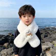 秋冬款卡通儿童毛绒围巾亲肤围脖冬季新款保暖男女童宝宝围巾