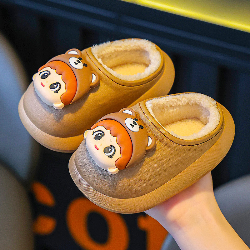 Zapatillas de algodón para niños otoño y invierno niños media bolsa de zapatillas de peludo para niñas pequeñas bebés pequeños lindos zapatillas de algodón