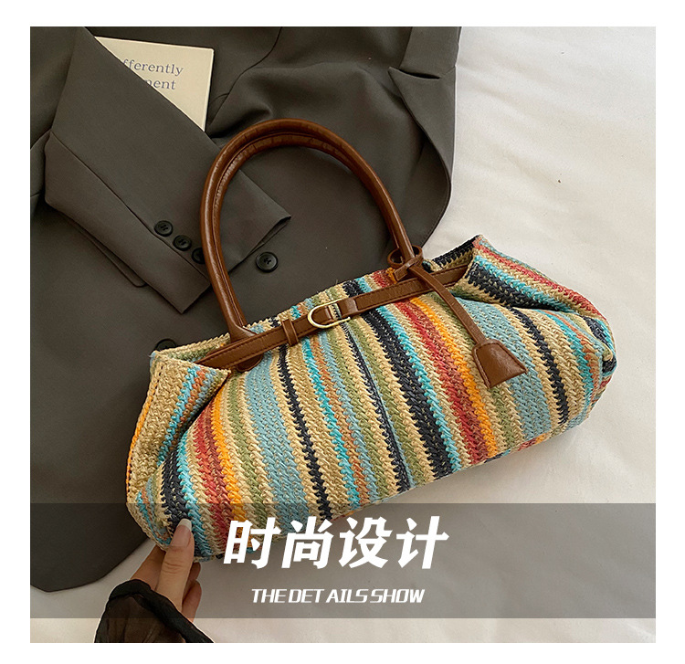 Beach vacation bag 2025 New style trendy and fashionable single-shoulder bag, large-capacity tote bag, hand-woven straw bag Item Picture