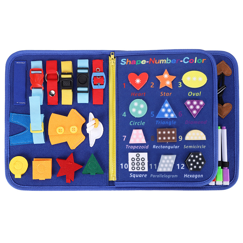 De los niños Montessori Educación Temprana Educativo ocupado fieltro tablero de aprendizaje de vestir juguetes jardín de infantes la vida del bebé material didáctico iluminación