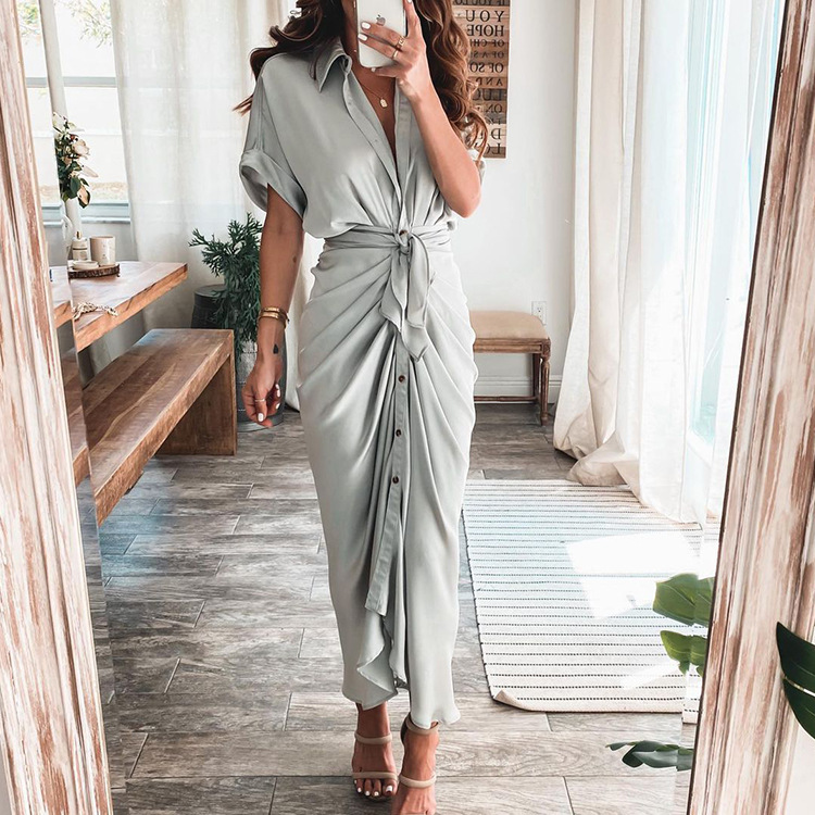 Women's Irregular Skirt Elegant V Neck Printing Pleated Short Sleeve Flower Maxi Long Dress Holiday Street display picture 5