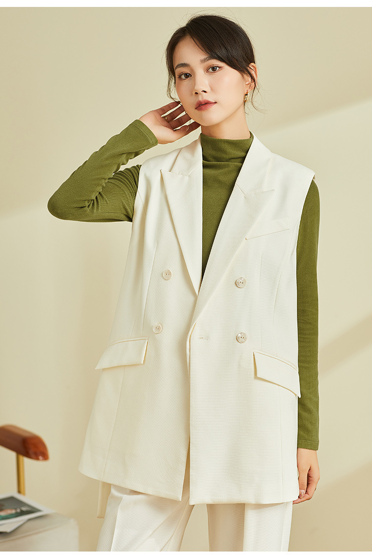 Áo vest gile nữ không tay phong cách retro, thiết kế độc đáo mặc xuân thu — Áo Vest Đen (không có cổ áo) chi tiết 10