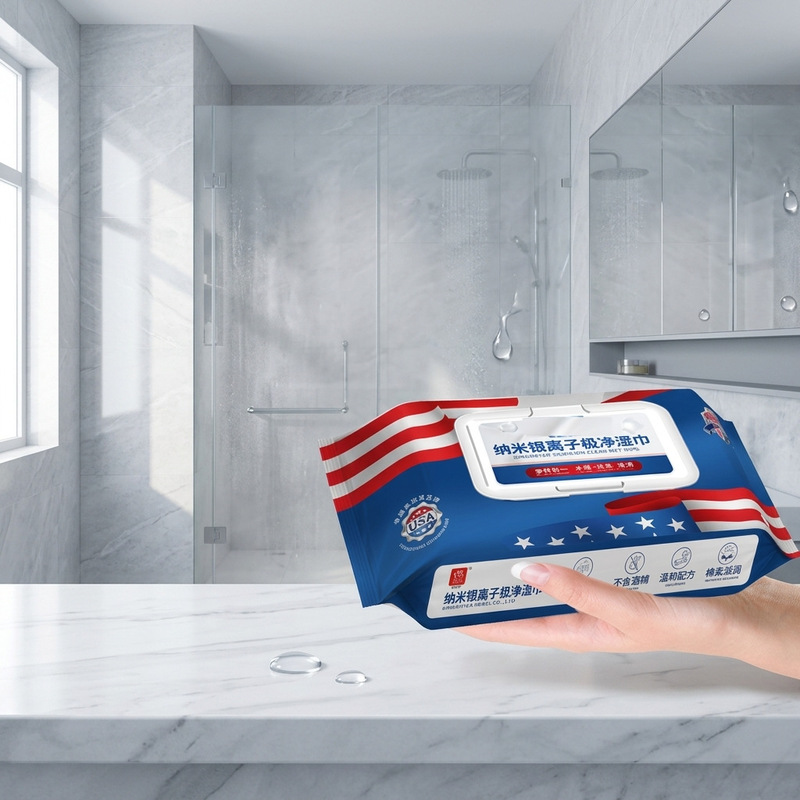Nano Silver Ion Wet Wipes, Glass Cleaning Wipes, Powerful Scale Remover, Special for Household Windows, Doors, Tiles, and Bathrooms