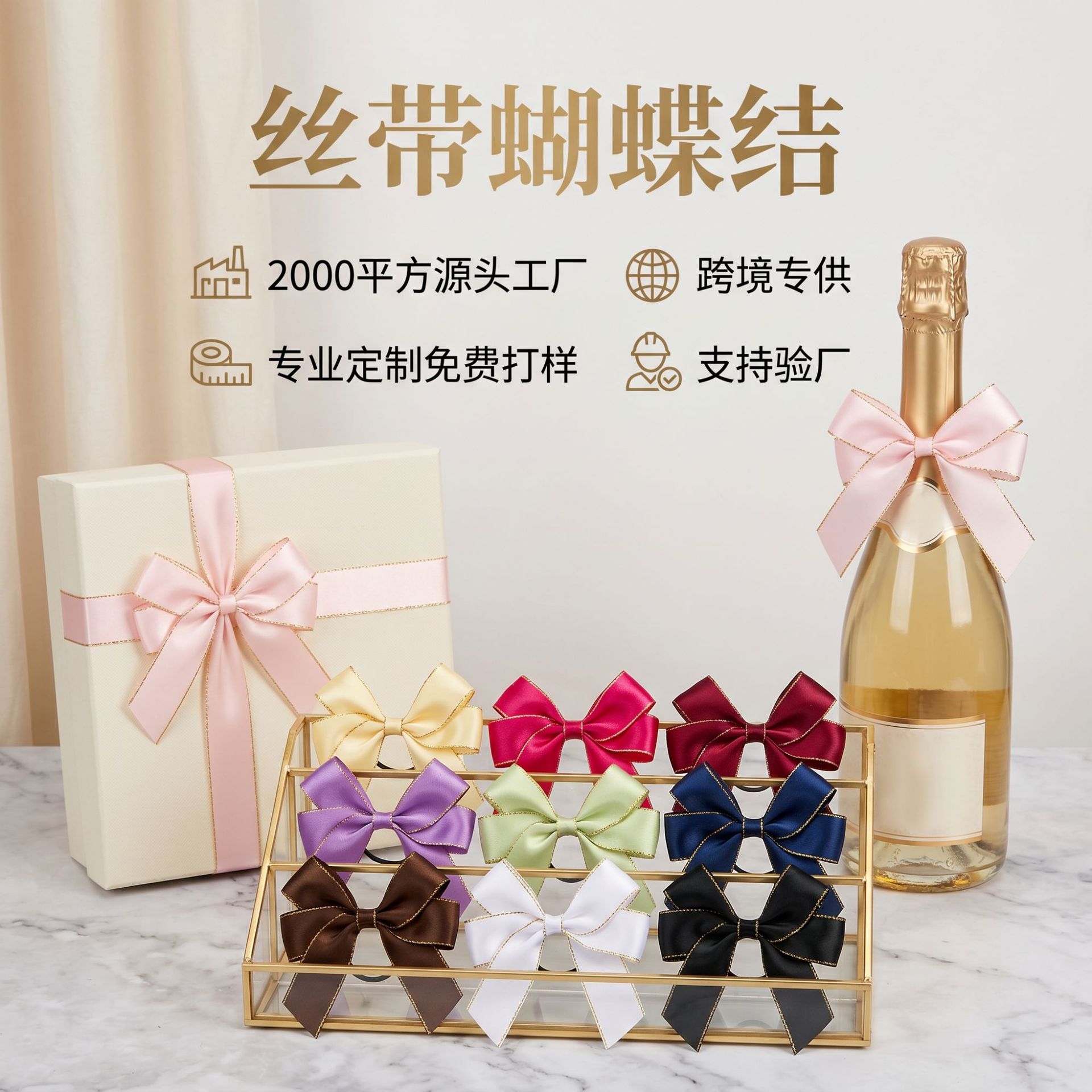 定制酒瓶香水瓶手工成品织带蝴蝶结 礼品diy伴手礼辅料包装结丝带