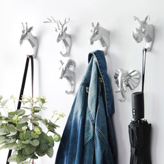 跨境批發免打孔牆面裝飾掛鈎樹脂動物鹿頭掛衣鈎壁飾壁掛衣帽鈎