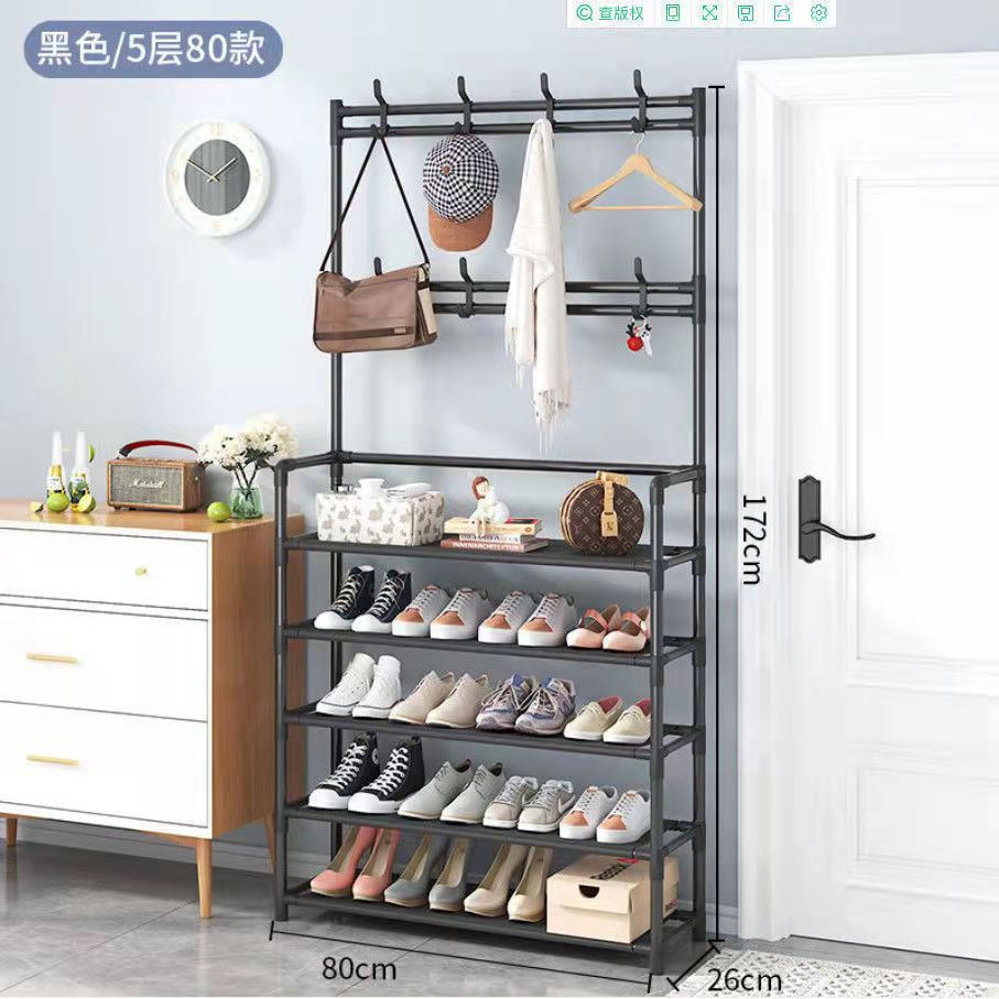 TEMU explosión en el punto de venta colgante de ropa dormitorio piso multifuncional percha de ropa puerta de ensamblaje casero percha de zapatos image 12
