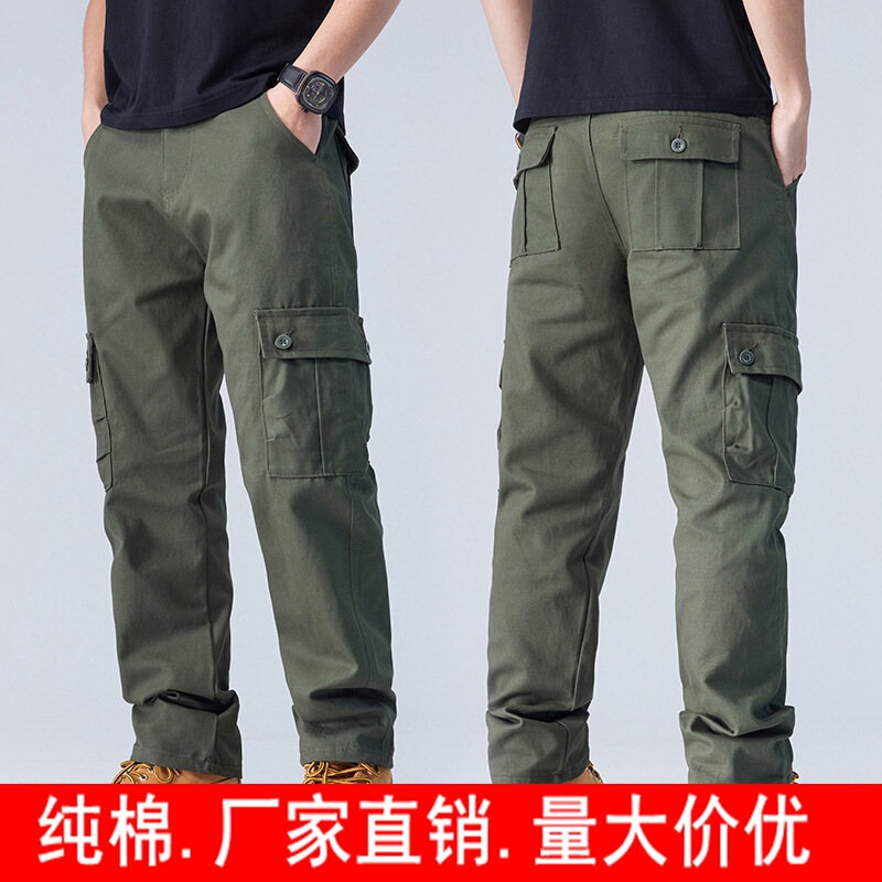 New Cotton multi-pocket overalls men's loose straight casual pants men's military pants security wear durable work pants New Cotton multi-pocket overalls men's loose straight casual pants men's military pants security wear durable work pants