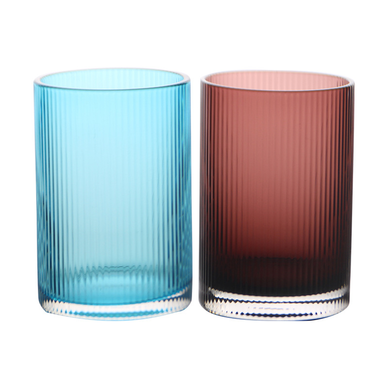 Taza de patrón de costilla de estilo japonés taza de té de vidrio de banda vertical juego de té taza de agua vino extranjero whisky copa de vino ins estilo nórdico internet celebridad