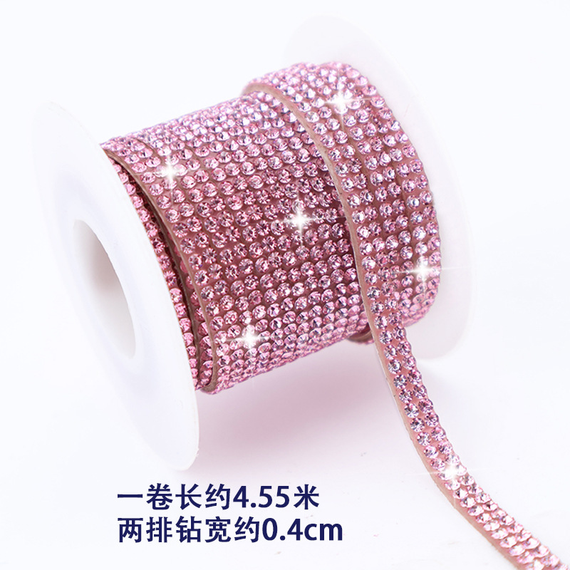 Tiras de diamantes de imitación de doble fila al por mayor con adhesivo, pegatinas de diamantes autoadhesivas, accesorios de ropa DIY, tiras de diamantes de imitación, accesorios de cristal, pegatinas de diamantes