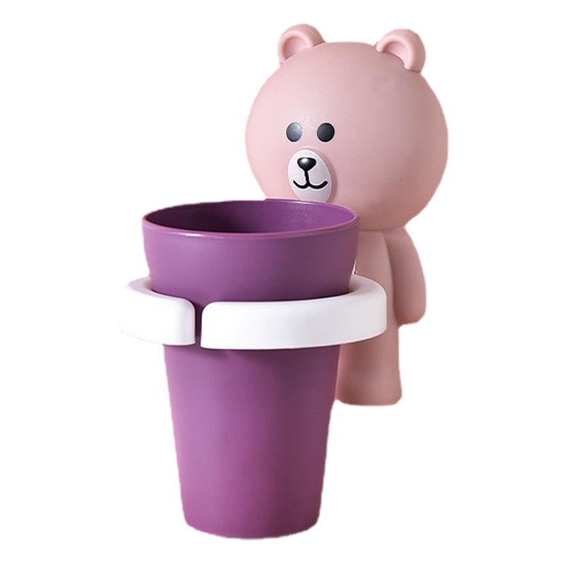 FUENTE Fábrica de los niños de cepillado rack bebé montado en la pared taza cepillo de dientes enjuague bucal taza de dibujos animados lindo cepillo de dientes titular de la cubierta