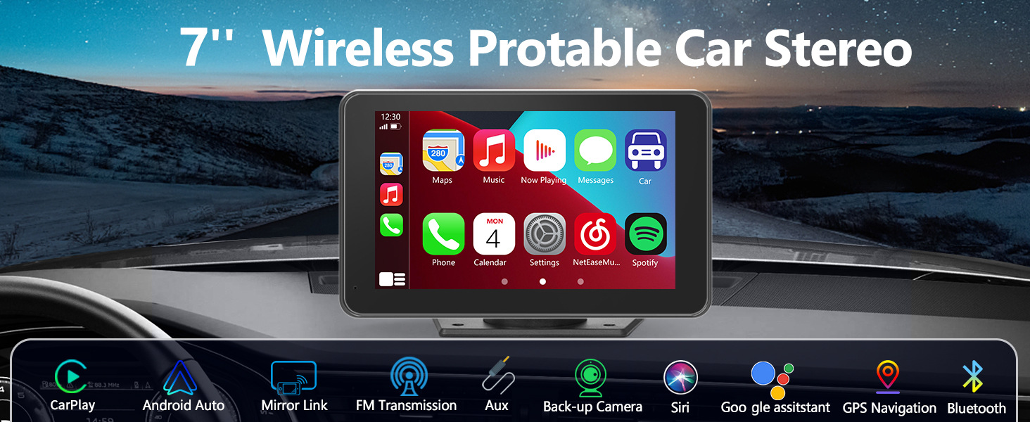 Cross-Border 7inch Wireless Carplay Portable Car Bluetooth Mp5 Player Multimedia Android Screen Projection Navigator