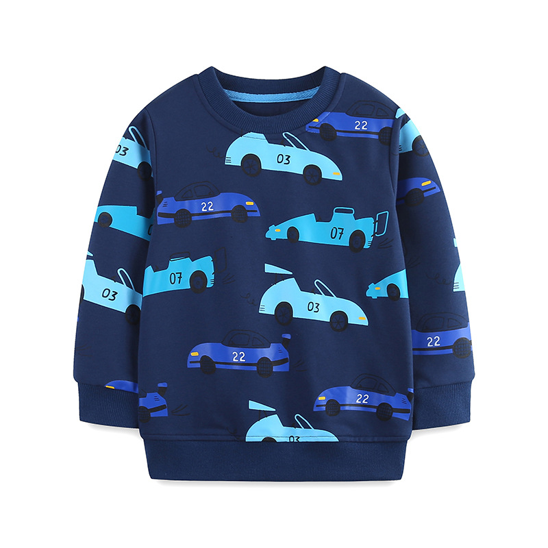26 otoño algodón de cuello redondo chaqueta de niños de moda impresión de automóviles de manga larga chaqueta infantil