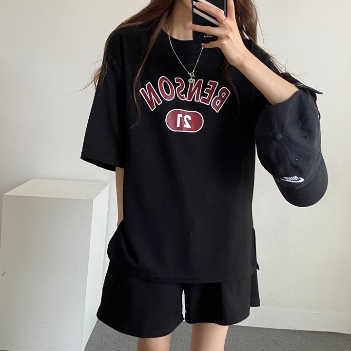 100% algodón traje de comercio exterior ropa de mujer más tamaño de dos piezas de verano moda casual ropa deportiva pantalones cortos de manga corta al por mayor