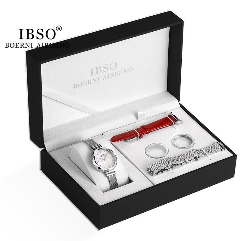 IBSO traje de reloj de acero refinado cinturón de moda simple traje de boutique de moda reloj de regalo impermeable Shell transfronterizo reloj