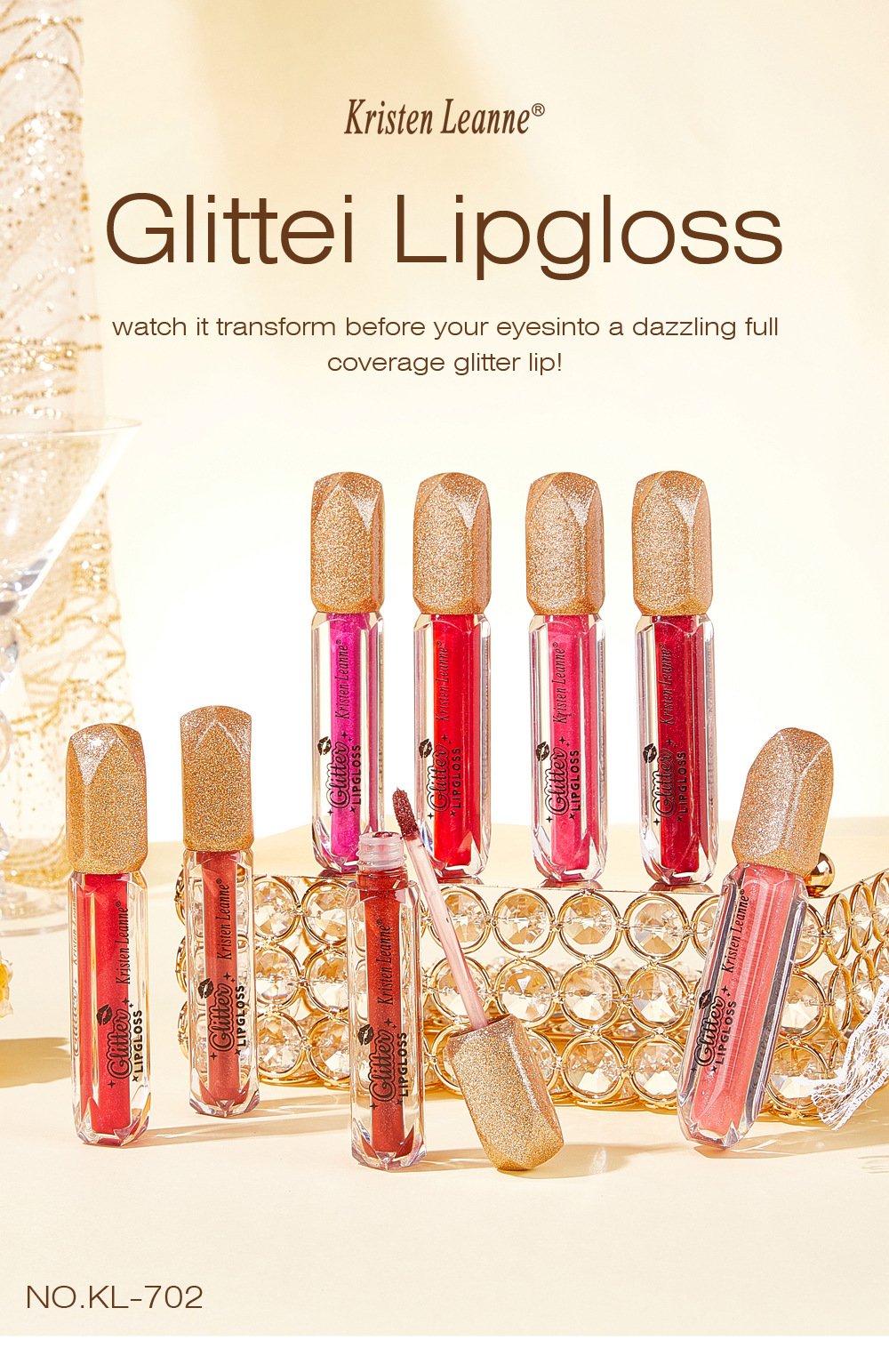 RISTEN LEANNE Black Technology skinner klarere, når du nipper til den Pearl Glitter Lipgloss Non-stick Cup Matte Lipgloss_voghion.com