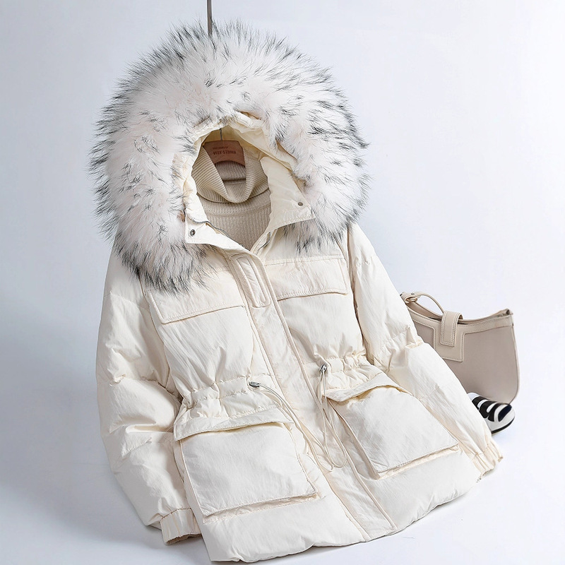 Special Offer Raccoon Fur Collar Workwear down Jacket for Women 2026 Winter Fashion Thick Warm Petite Parka Outdoor Coat