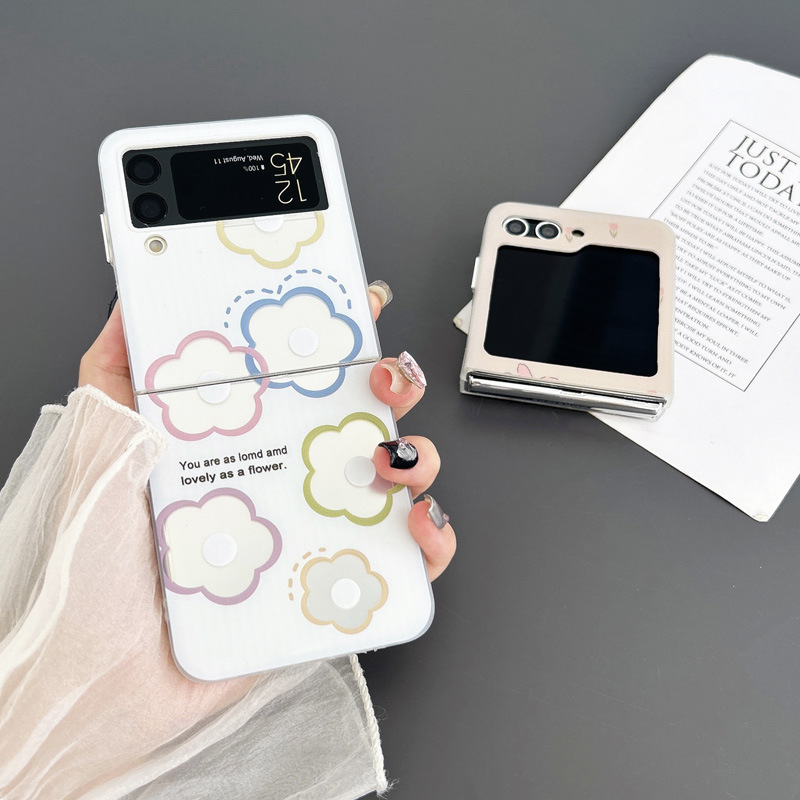 Adecuado para el teléfono Samsung zflip5, colorido, plateado, lindo perro hueco, zflip3/4, funda protectora plegable_voghion.com