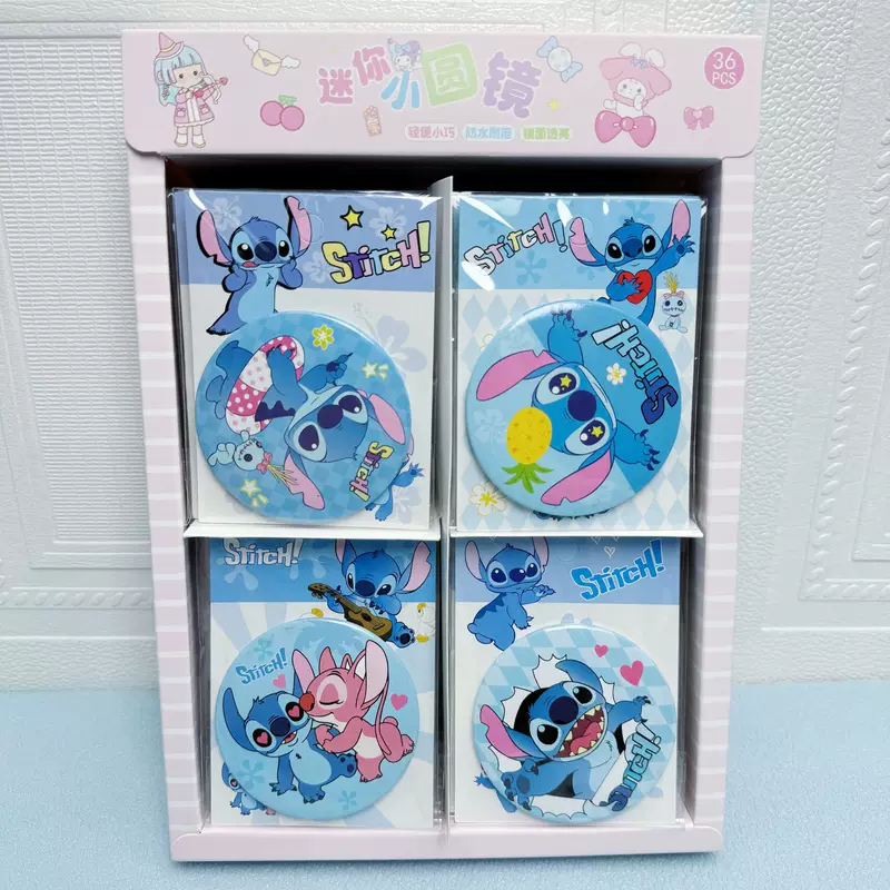 Мини-зеркальце Stitch в виде мультика, межзвёздная тема, портативное металлическое круглое зеркало