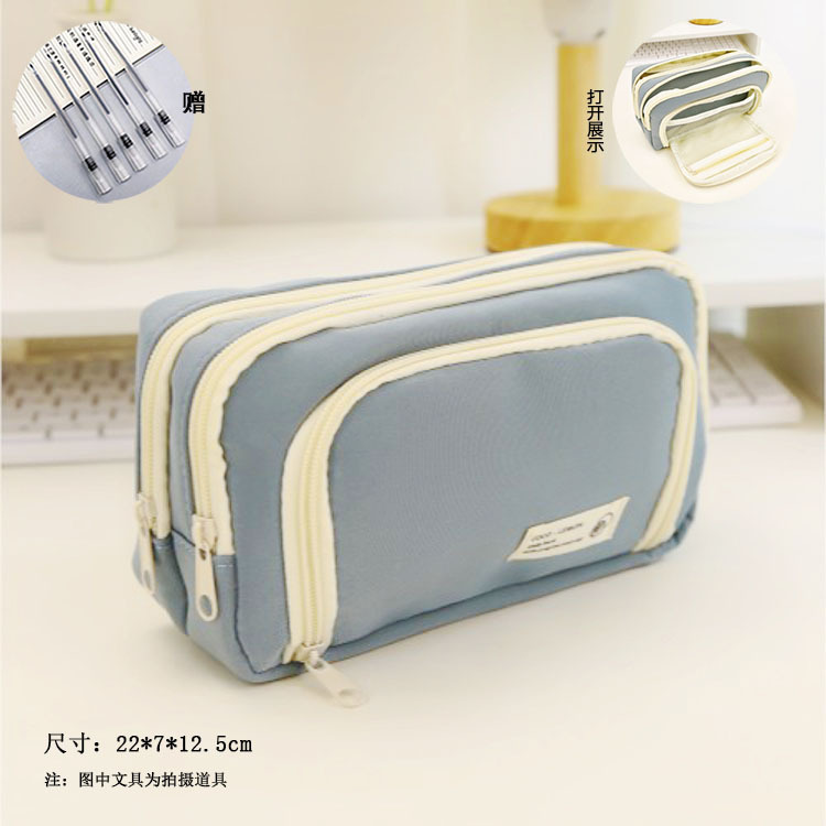 Caja de papelería de gran capacidad multifuncional de gran capacidad japonesa y estudiantes de secundaria en el nicho de viento simple bolsa de lápiz