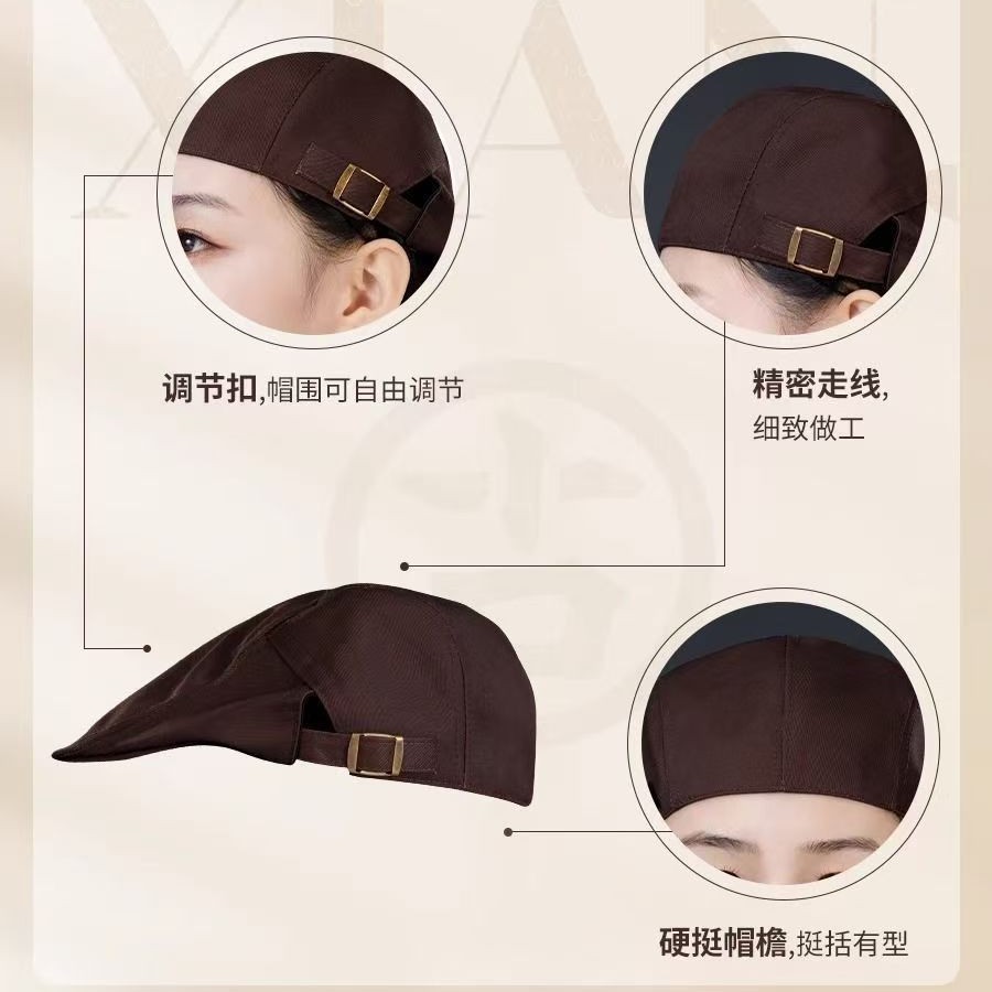 Sombrero de chef, sombrero de trabajo especial para catering, anti-caída del cabello, camarero de panadería para mujer, boina, tienda de té con leche de té Guming