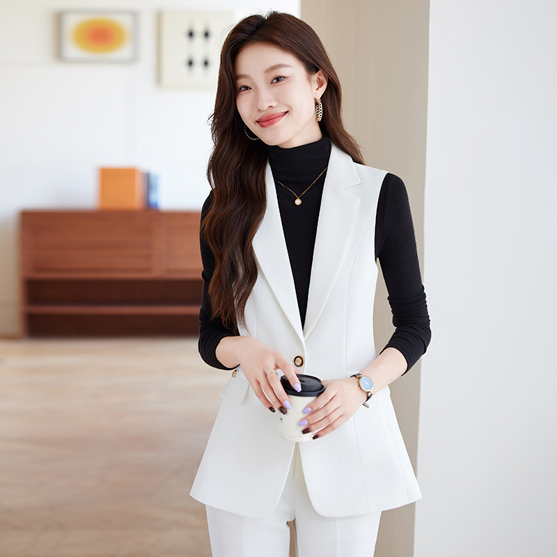 Autumn New OL Commuter White Vest suit Women's Fashionable Age-reducing Western Style High-end Professional Wear Women's Pants