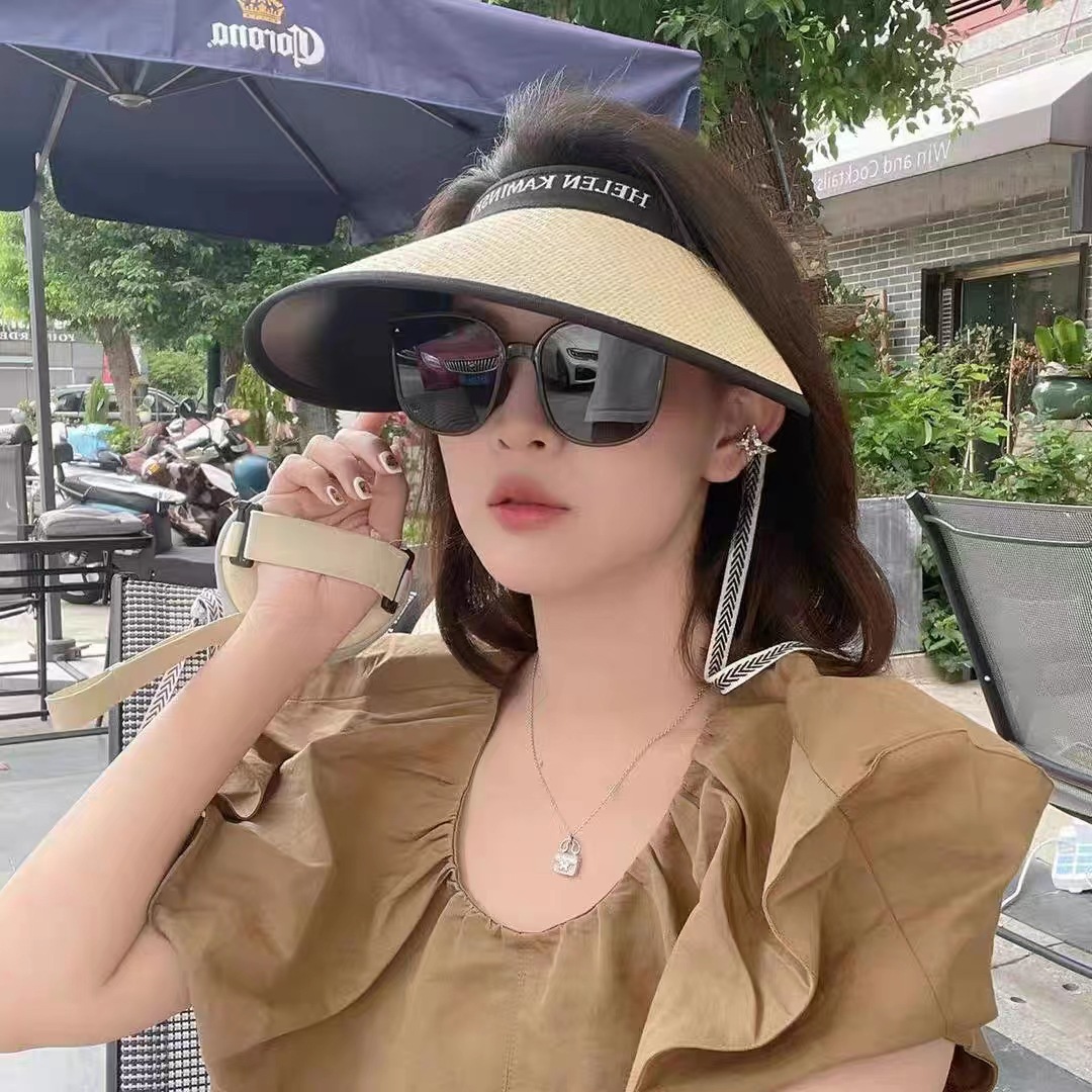 Women's Elegant Classic Style Letter Hollow Out Big Eaves Sun Hat display picture 8