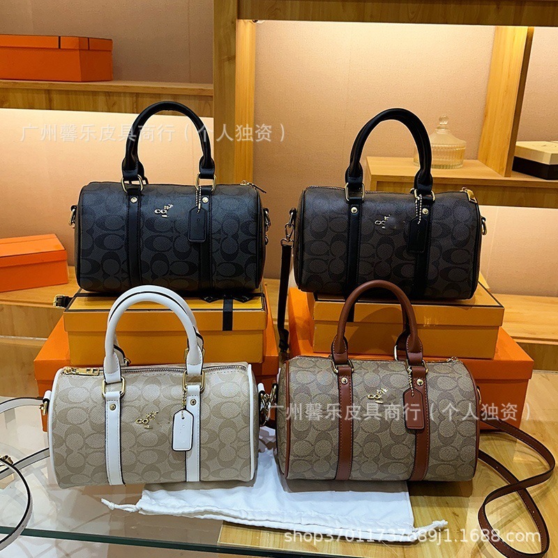 外贸新款女包包波士顿手提圆筒包复古单肩斜挎包撞色时尚流行女包|undefined